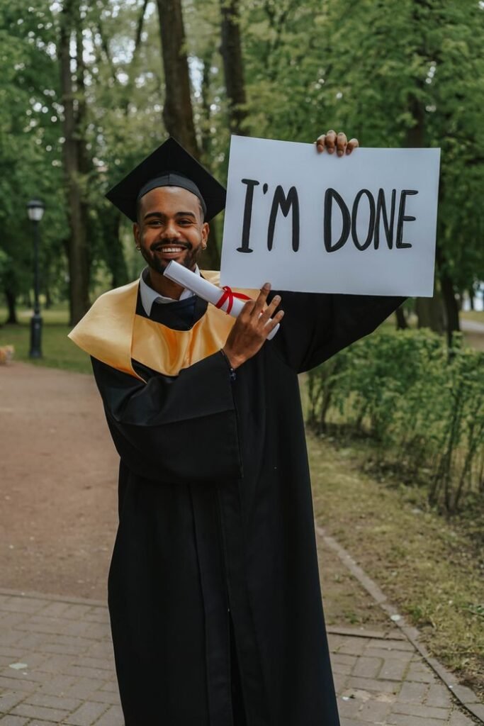 Graduating student holding 